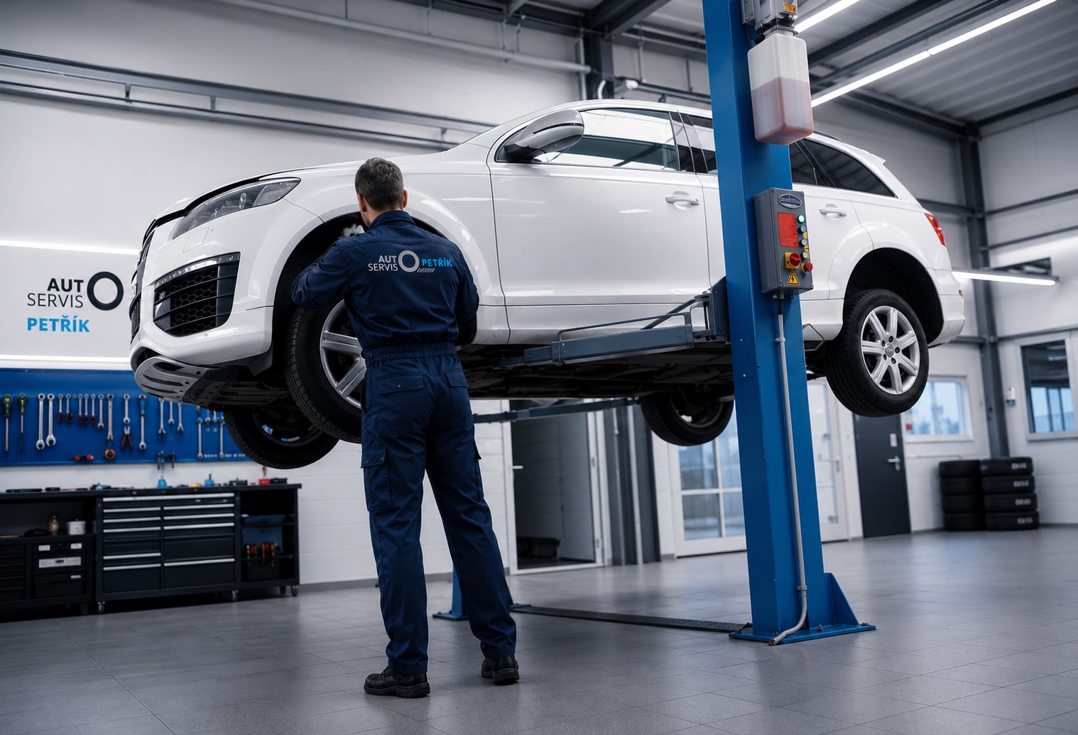 Mechanik při práci v Autoservisu Petřík